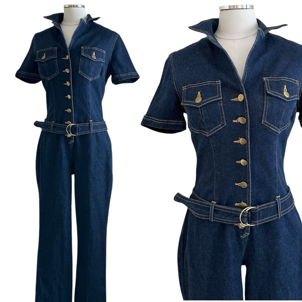 Y2K Vintage Denim Button Front Jumpsuit size 4 Small